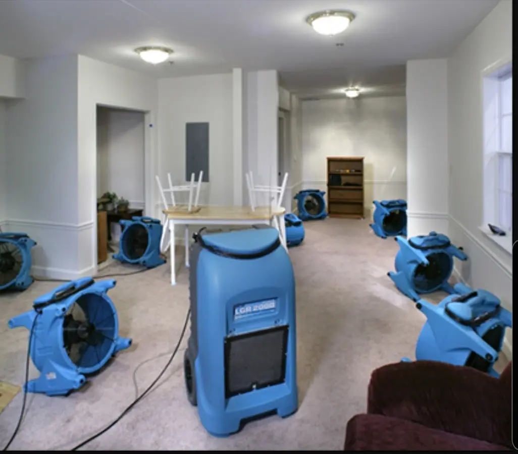 Air movers and dehumidifier setup for Water Damage Restoration in Los Fresnos